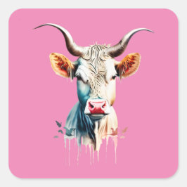 美し芸術的い牛 スクエアシール