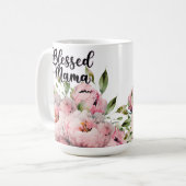 美し賛美い花を咲かせるママ コーヒーマグカップ (正面左)