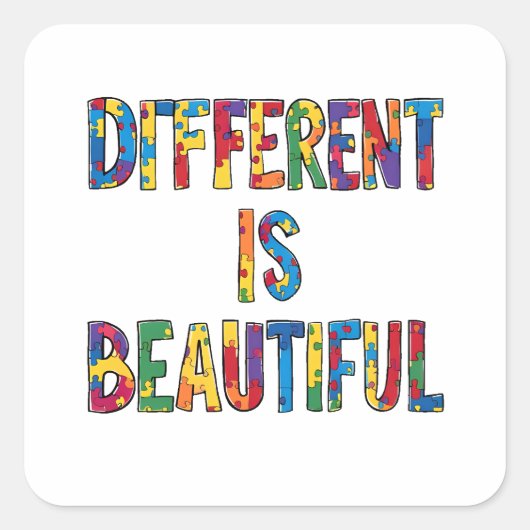 美し違うい – 自閉症意識 スクエアシール (正面)