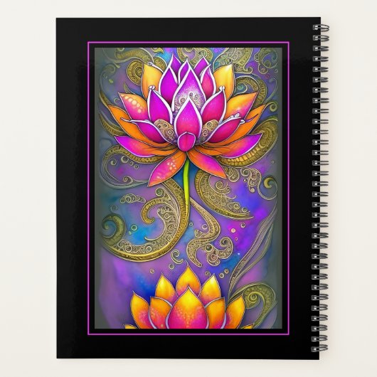 美し鮮やかいピンク華美ハスの花 プランナー手帳 (裏面)