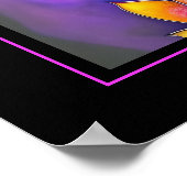 美し鮮やかいピンク華美ハスの花 ポスター (角)