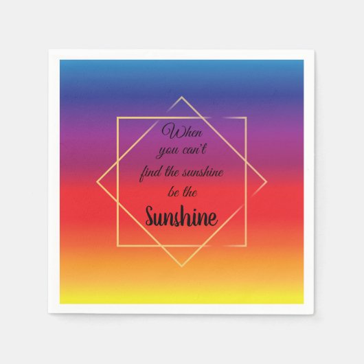 美し鮮やかい夕日の金ゴールド縁ど引用文 スタンダードカクテルナプキン (正面)