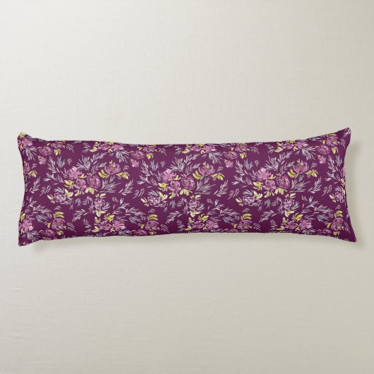 美し鮮やかい紫色の水彩花模様 ボディピロー (裏面)