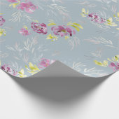 美し鮮やかい紫色の水彩花模様 ラッピングペーパー (角)