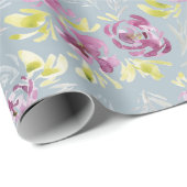 美し鮮やかい紫色の水彩花模様 ラッピングペーパー (ロールコーナー)