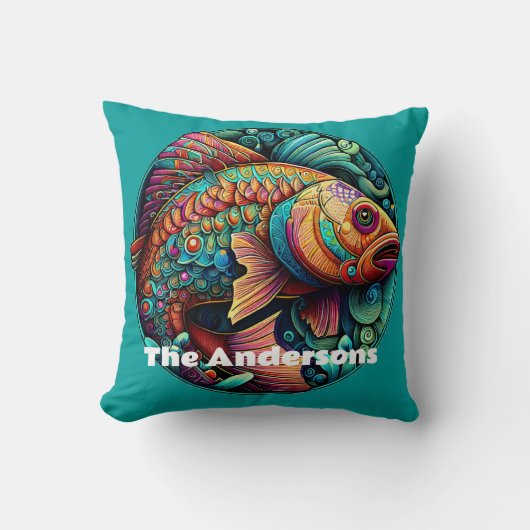 美し鮮やかい魚 クッション (正面)