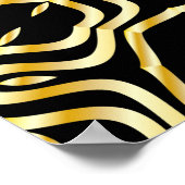 美すごいしいシームレスな黒と金ゴールドの花 ポスター (角)