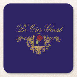 美の赤いバラ スクエアペーパーコースター