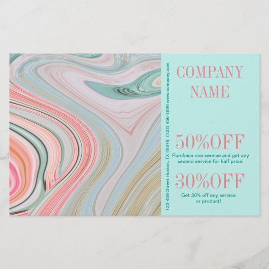 美のSPA ヘア ネイル サロン 水彩 コーラル ミント チラシ (正面)