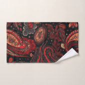 美はっきりしたしい赤ペイズリー模様デザイン バスタオルセット (ハンドタオル)