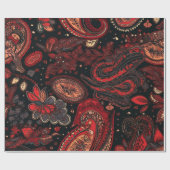 美はっきりしたしい赤ペイズリー模様デザイン ラッピングペーパー (フラット)