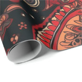 美はっきりしたしい赤ペイズリー模様デザイン ラッピングペーパー (ロールコーナー)