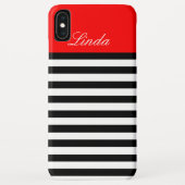 美はっきりしたしい黒と白オンシストライプのックレッド Case-Mate iPhoneケース (裏面)