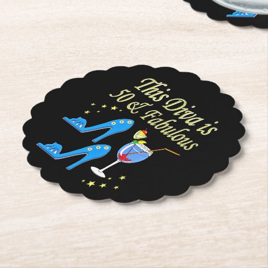 美はっきりしたしい50番目の誕生日デザイン ペーパーコースター (アングル)