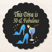 美はっきりしたしい50番目の誕生日デザイン ペーパーコースター (正面)