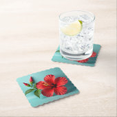 美はっきりしたしい:赤いハイビスカスチャーム ペーパーコースター (インサイチュ)