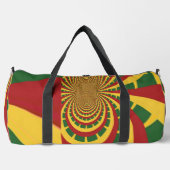 美はっきりしたしい:赤、金色、緑のプリント ダッフルバッグ (正面)