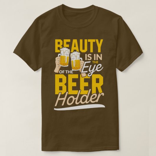 美はビールホルダーの目の中にある 飲む Tシャツ (デザイン正面)