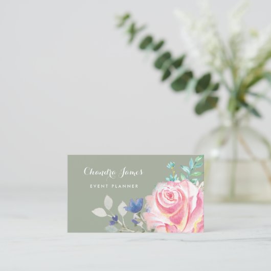 美エレガントしいイベントプランナーフローラ 名刺 (スタンド正面)