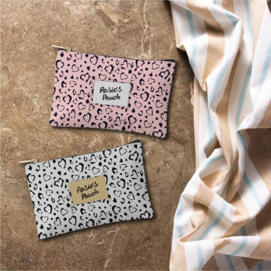 美エレガントしいピンクのハート名パーソナライズされた アクセサリーポーチ