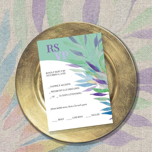 美エレガントしいブルーボホフローラ水彩色 出欠カード