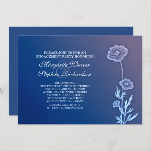 美エレガントしい婚約パーティ招待状 招待状 (正面/裏面)