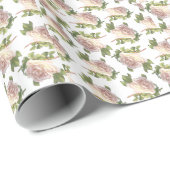 美エレガントしい白いアイボリーピンクのバラ ラッピングペーパー (ロールコーナー)
