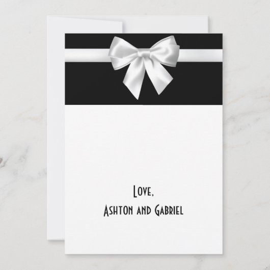 美エレガントしい白黒かわいらし結婚の サンキューカード (裏面)