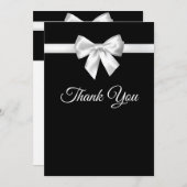 美エレガントしい白黒かわいらし結婚の サンキューカード (正面/裏面)
