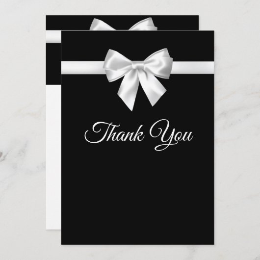 美エレガントしい白黒かわいらし結婚の サンキューカード (正面/裏面)