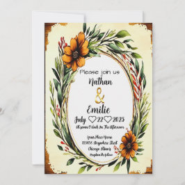 美エレガントしい素朴なオレンジ色の花招待状 招待状
