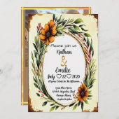 美エレガントしい素朴なオレンジ色の花招待状 招待状 (正面/裏面)