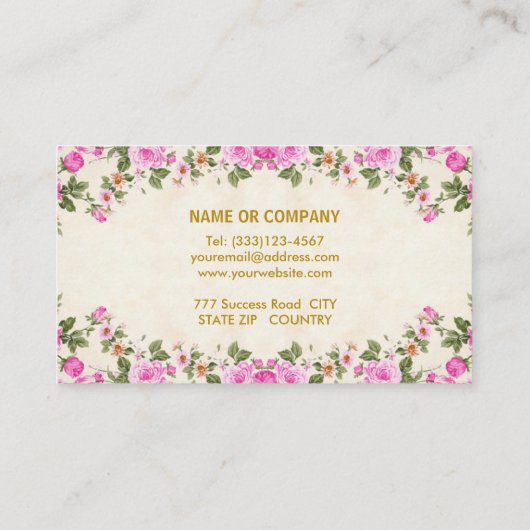 美エレガントしい花を淡いベージュ 名刺 (裏面)