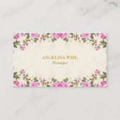 美エレガントしい花を淡いベージュ 名刺 (正面)