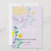 美エレガントしい薄紫ボホフローラ水彩 サンキューカード (正面)