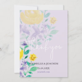 美エレガントしい薄紫ボホフローラ水彩 サンキューカード