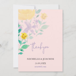 美エレガントしい薄紫ボホフローラ水彩 サンキューカード