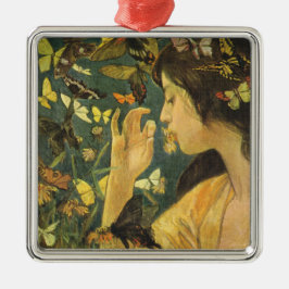 美エレガントしい蝶を持つ人 メタルオーナメント