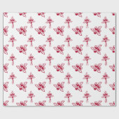 美エレガントしい赤いバラ花柄 ラッピングペーパー (フラット)