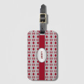 美エレガントしい銀とブルゴーニュ ラゲッジタグ (正面縦)