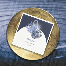 美エレガントしい青い白鳥の水彩画 スタンダードランチョンナプキン