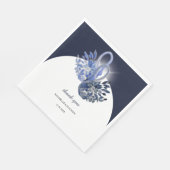 美エレガントしい青い白鳥の水彩画 スタンダードランチョンナプキン (角)