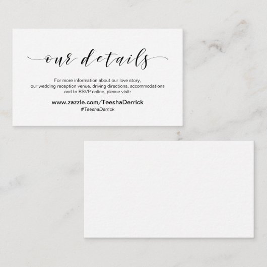 美エレガントしい黒結婚の詳細 エンクロージャーカード (正面/裏面)