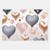 美エレガントしい3Dハート ラッピングペーパーシート (正面2)