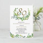 美エレガントしい80番目の誕生日招待状ウォー/マン 招待状 (スタンド正面)