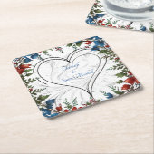 美エレガントしお洒落結婚い スクエアペーパーコースター (アングル)