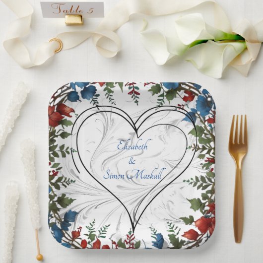 美エレガントしお洒落結婚い ペーパープレート (ウェディング)