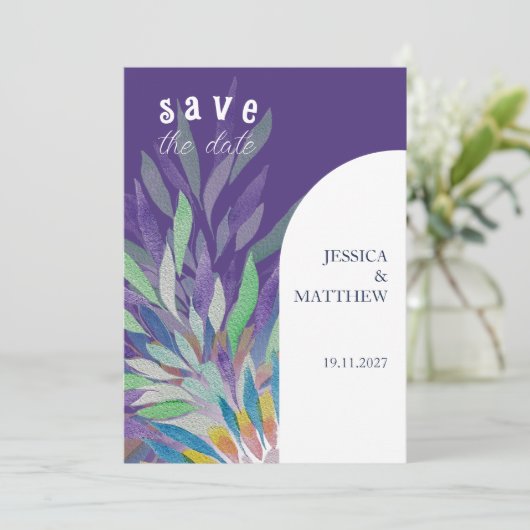 美エレガント紫フローラ結婚ズ セーブザデート (スタンド正面)