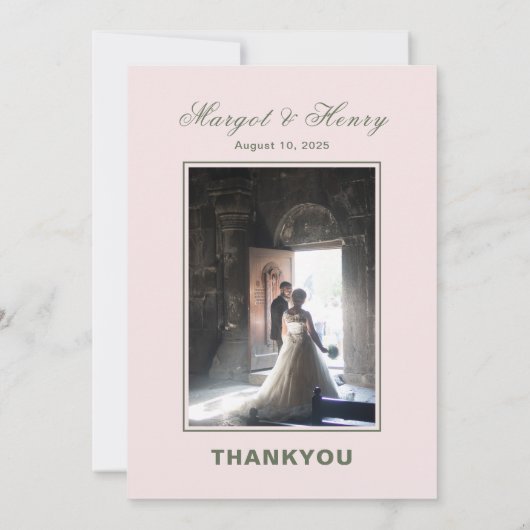 美エレガント結婚モダン的写真 サンキューカード (裏面)