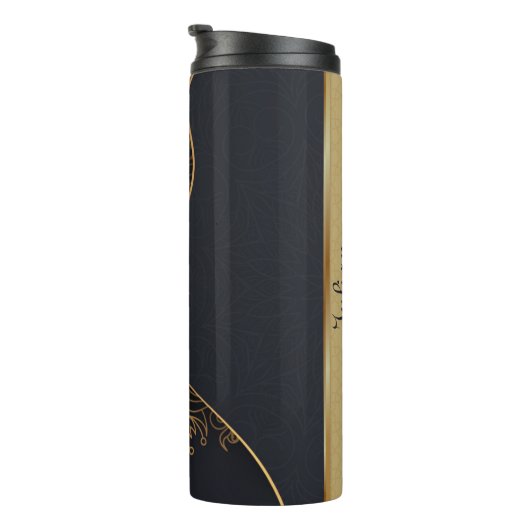 美エレガント黒金ゴールドフェイク曼荼羅 タンブラー (回転右)